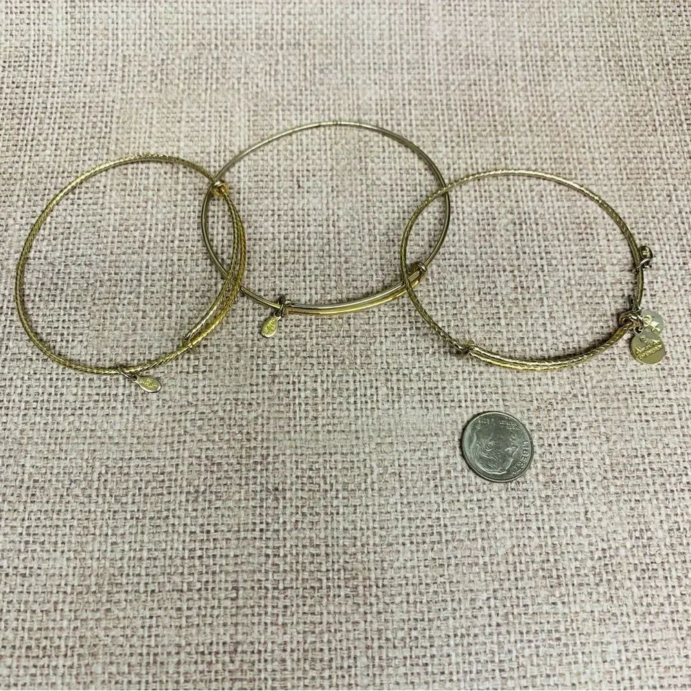 Alex and Ani Gold Textured and Smooth Bracelets Set of 3 No Charms